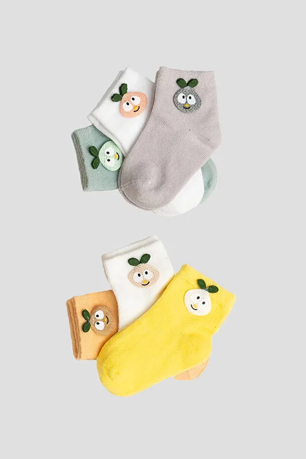 Детские носки для девочек хлопковые набор 6 пар Pear Accessories Defne Baby, Mixed — фото 4