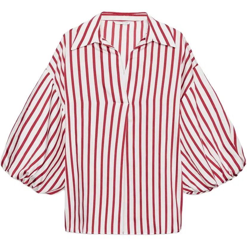 Женская рубашка с воротником, Red/White, ZARA