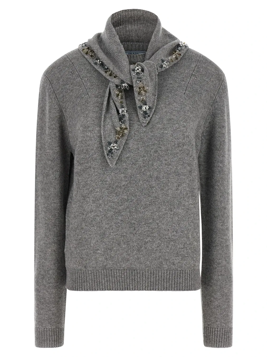 Кофта с украшениями и банданой Prada, серый