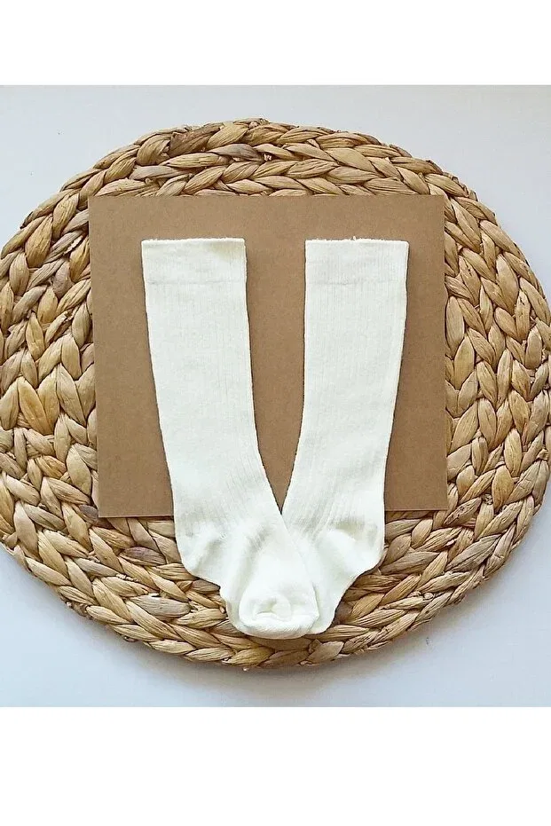 Детские носки с рифленой вязкой Asa Bebek Çocuk, Dark Cream