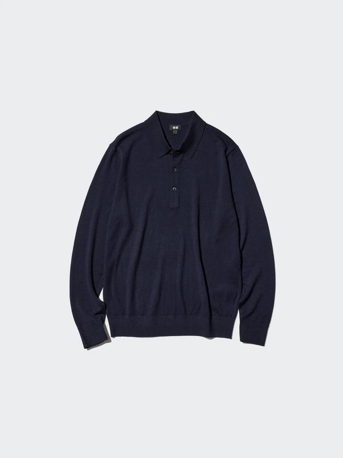 Джемпер вязаный поло из мериносовой шерсти с длинным рукавом Uniqlo, бордовый — фото 3