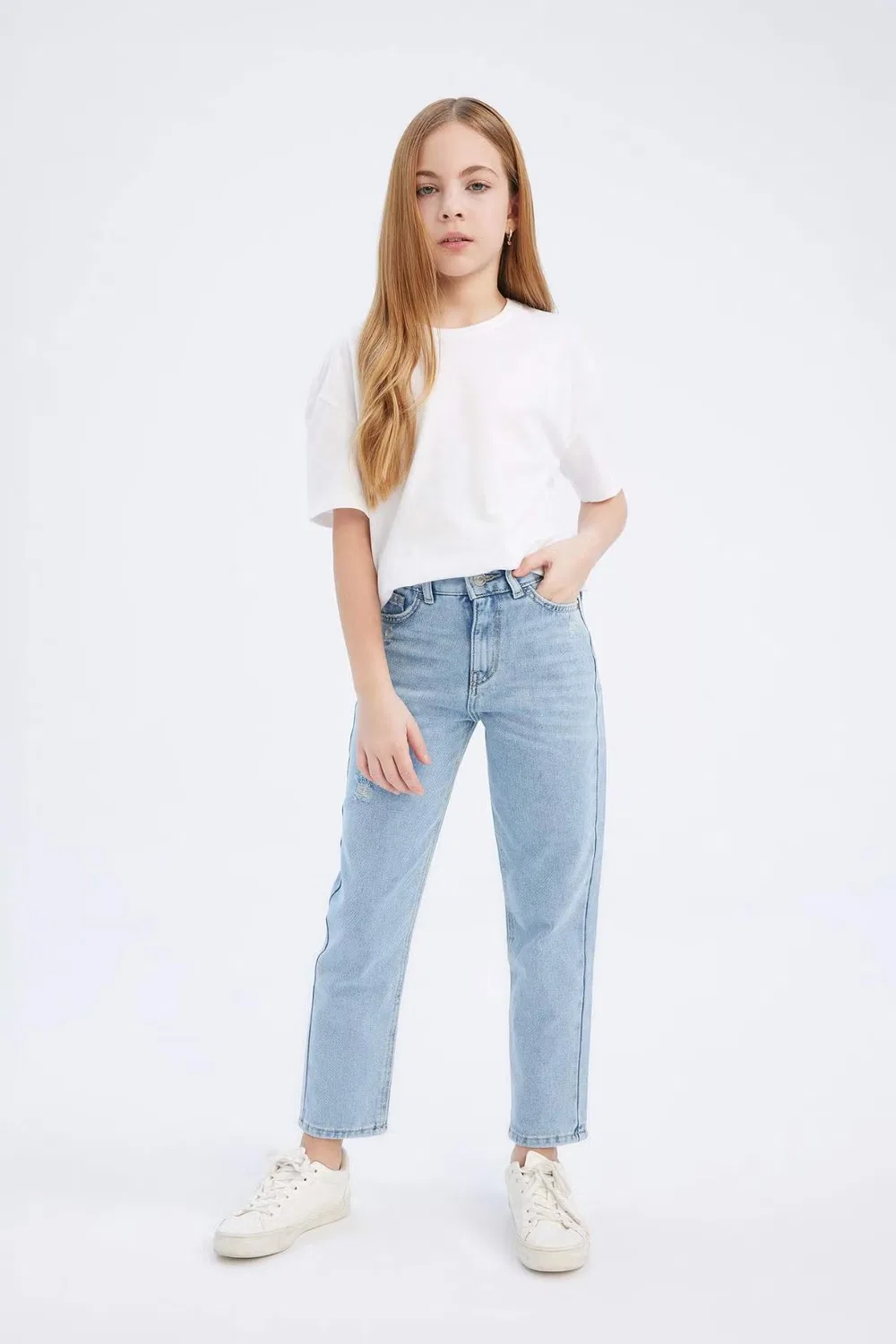 Джинсы Mom Fit хлопковые стандартные Defacto, синий — фото 2