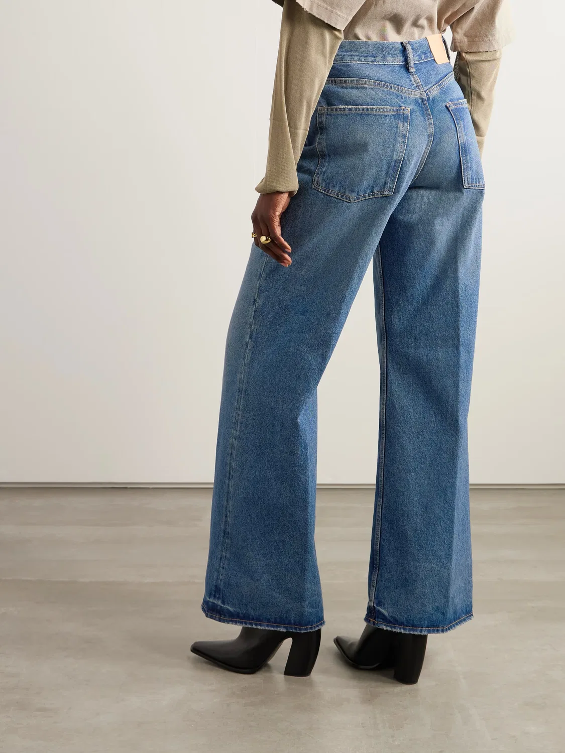 Джинсы из органического хлопка с высокой посадкой и широкими штанинами Acne Studios, синий — фото 4