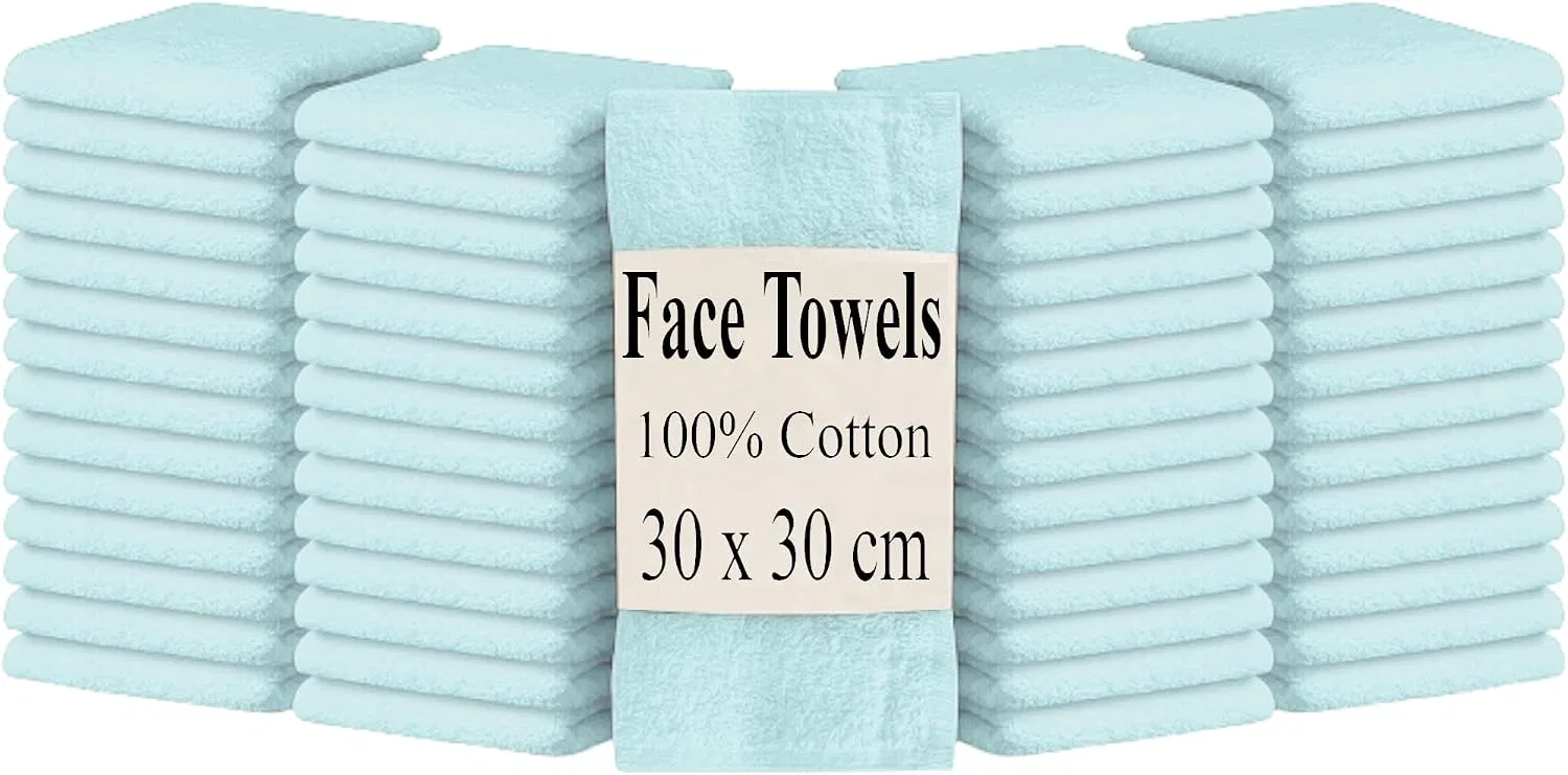Набор лицевых полотенец, 600gsm, Egyptian Cotton Flannel, 12 шт, Sky Blue Generic