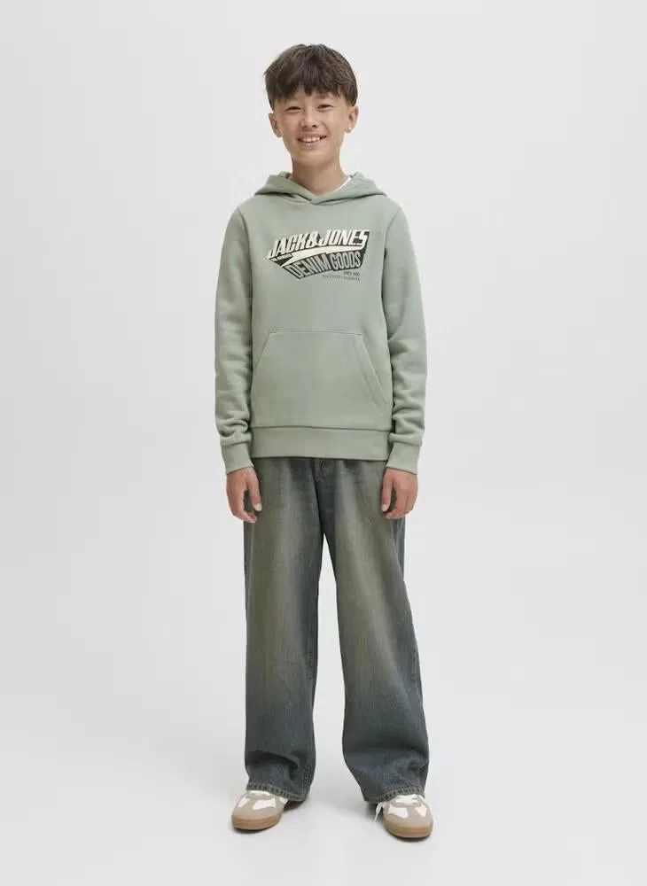 Худи с логотипом Logo Jack & Jones Junior, зеленый — фото 4