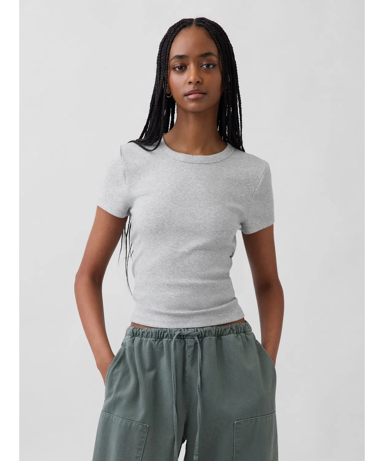 Женская футболка с коротким рукавом, хлопковая, Modern Crewneck T-Shirt GAP, Серый