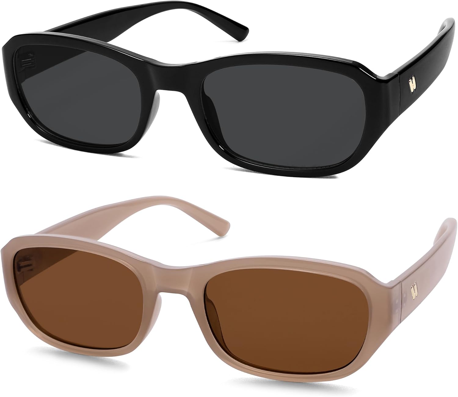 

Модные ретро-солнцезащитные очки прямоугольной формы для женщин и мужчин, классические винтажные солнцезащитные очки 90-х годов AR82341 HERJOUR, Black/Black+brown/Deep Brown