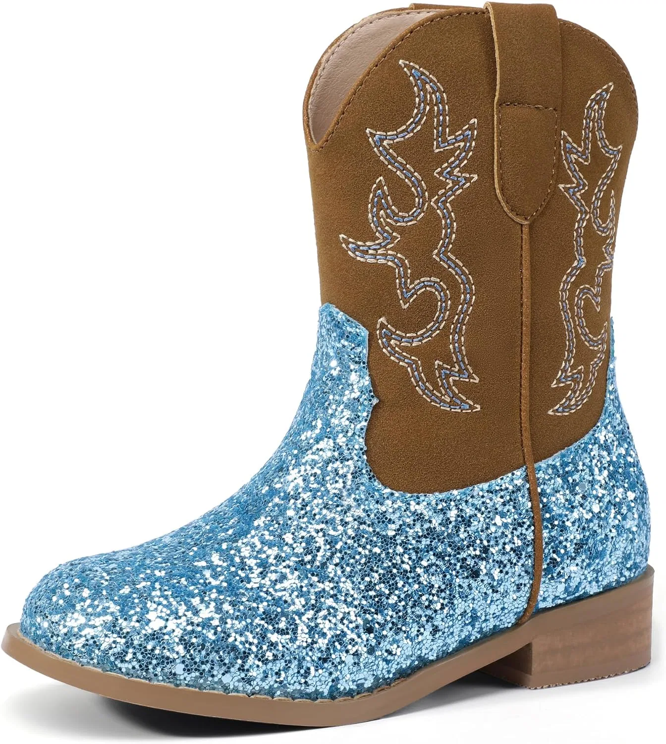 Детские сапоги для девочек с вышивкой Cowgirl Boots PANDANINJIA, Blue Sequin