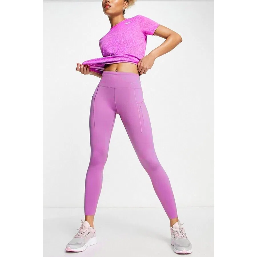 Лосины для фитнеса с 6 карманами и светоотражателями Nike Training Go Dri Fit Infinalock, Фуксия