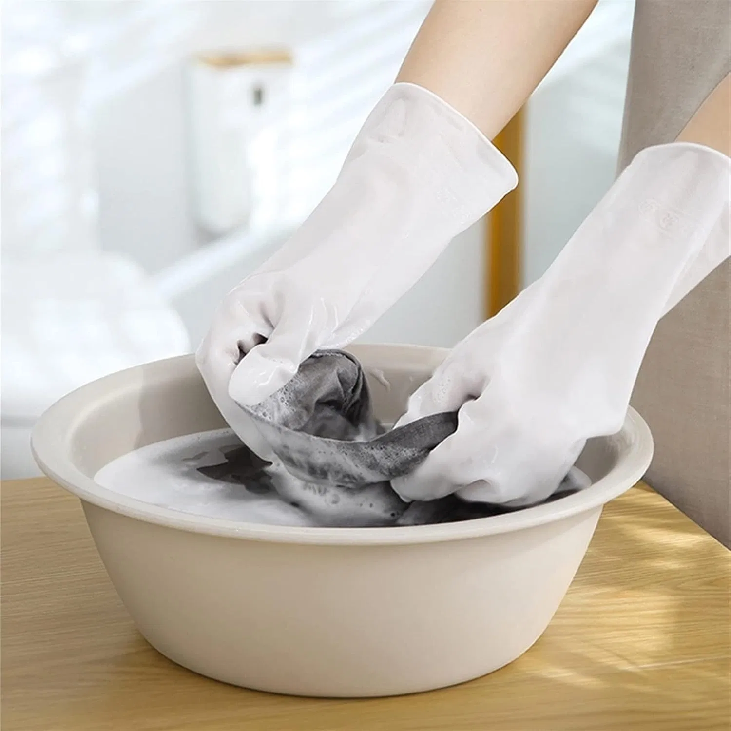 Перчатки для уборки Silicone Cleaning Gloves, BgnEhRfL, Белый — фото 3