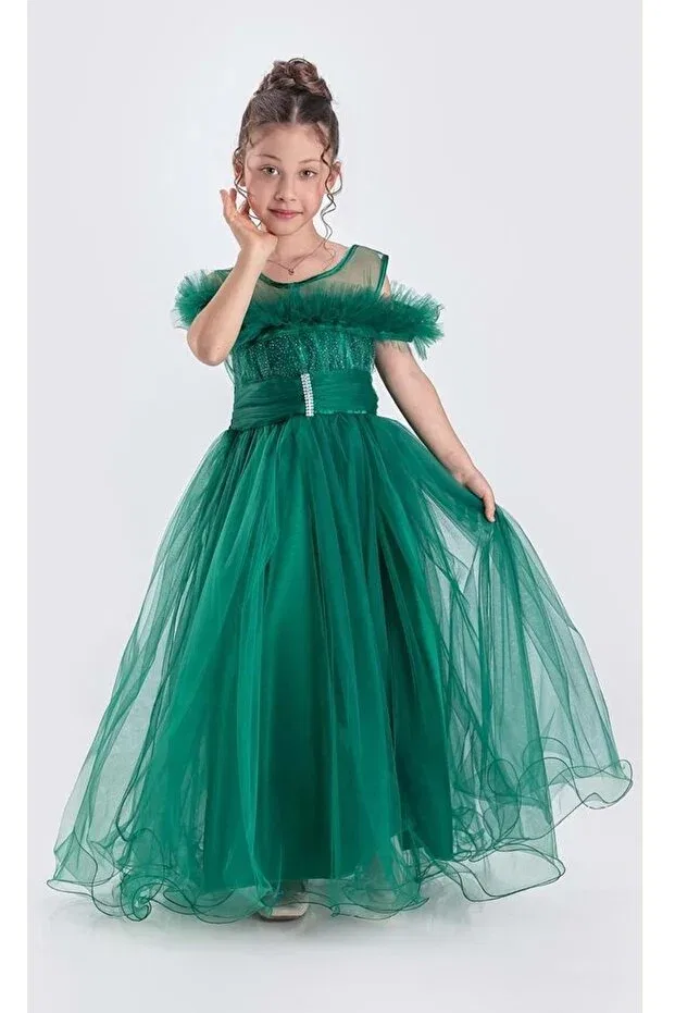 Детское платье для девочек с коротким рукавом m00723 Mnk Baby&Kids, Green