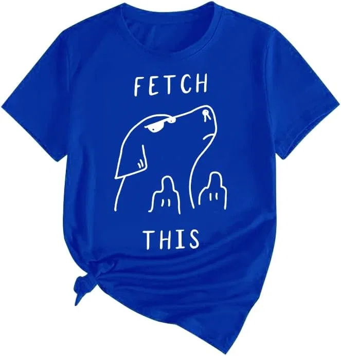 Футболка с принтом Funny Fetch Funny Dog Unisex, Sapphire Blue