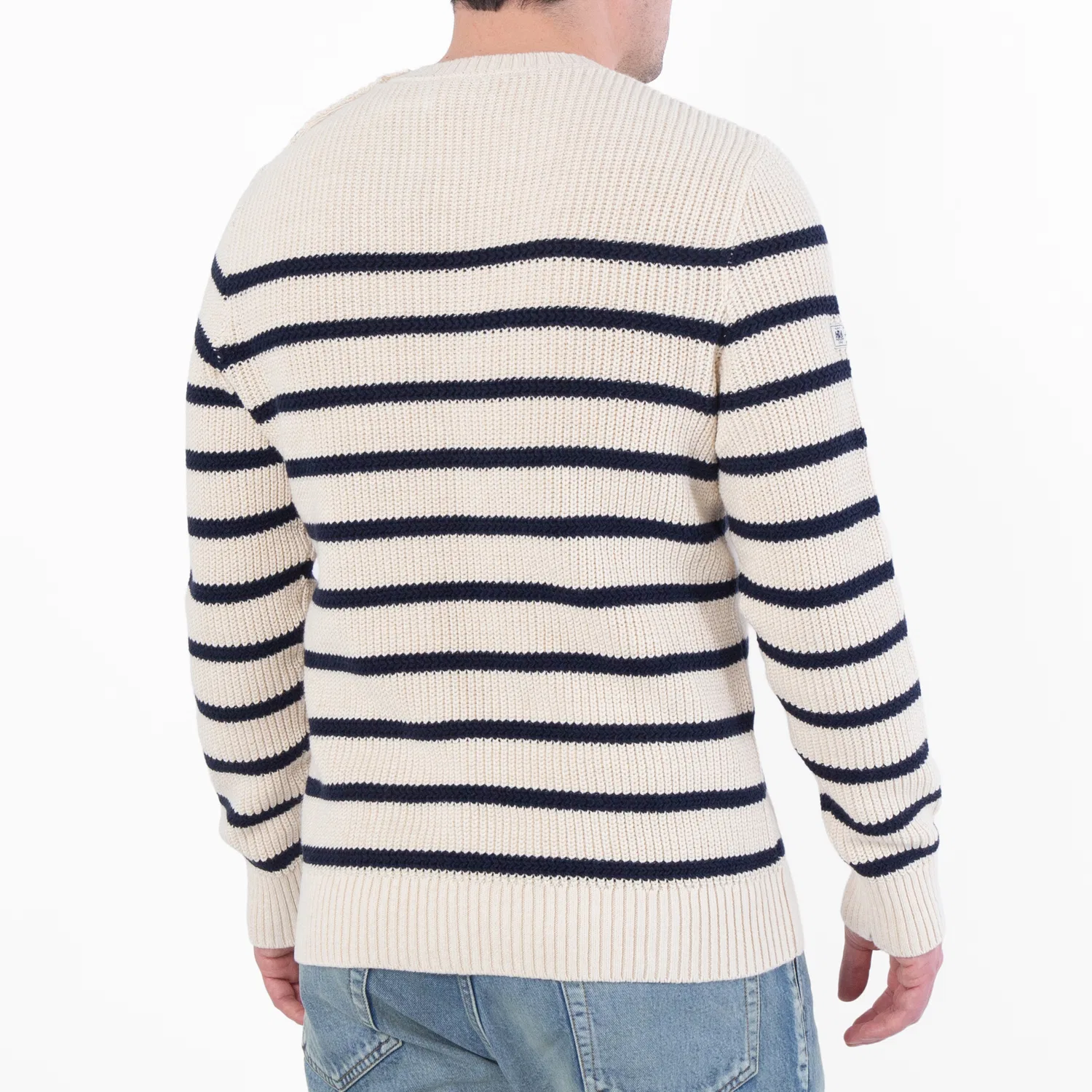 Свитер с полосатым принтом Striped Cotton Linen Sweater Polo Ralph Lauren, Cream — фото 3