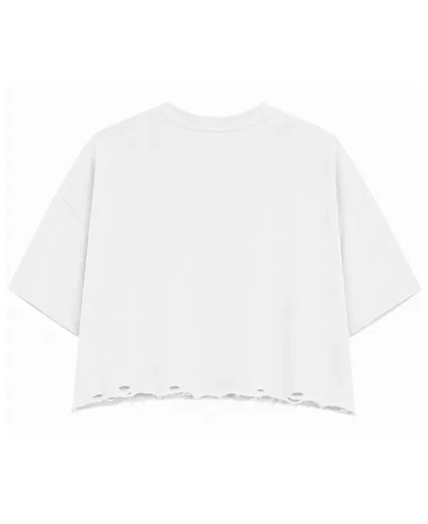Детский топ для девочек свободного кроя Fearless Car Oversized Crop Top Prince Peter Collection, белый — фото 2