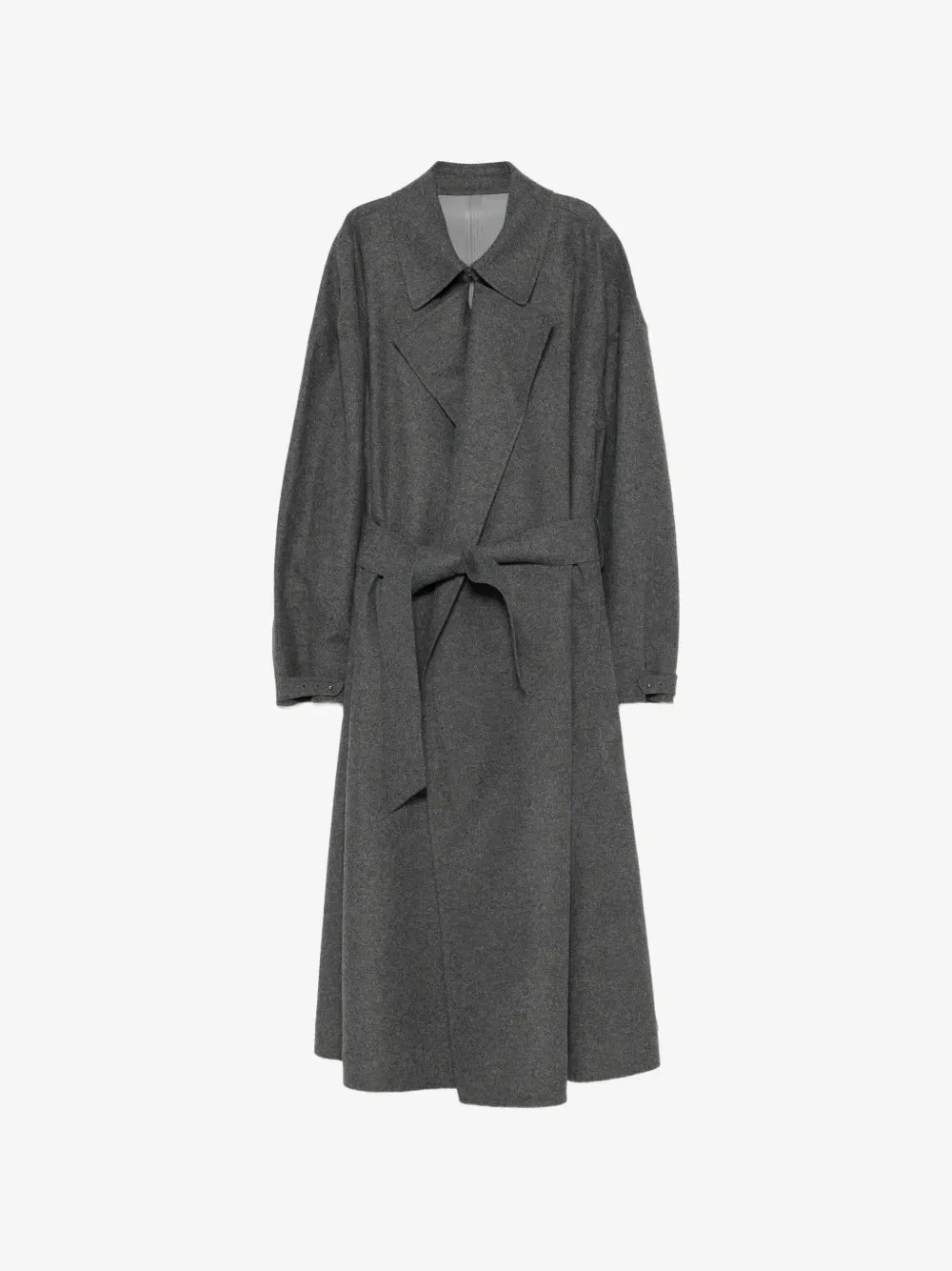Удлиненное пальто из шерстяной смеси с поясом EMPORIO ARMANI, серый