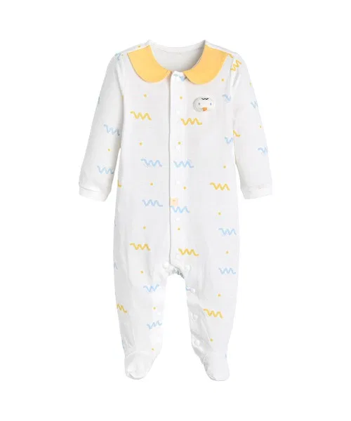 Детский боди-комбинезон с принтом змеи Bamboo Cotton Snake Coverall moimoln, Yellow