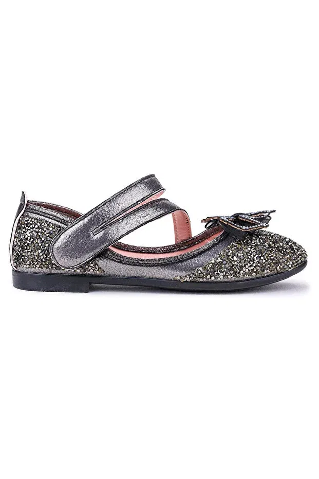 Детские балетки для девочек с бантом Vakko velcro bow girls' ballerina shoes arç 08 Kiko Kids, Platinum — фото 4