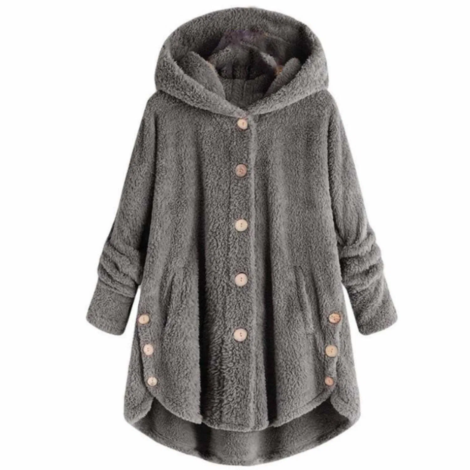 Женское зимнее пальто с капюшоном, Grigio scuro