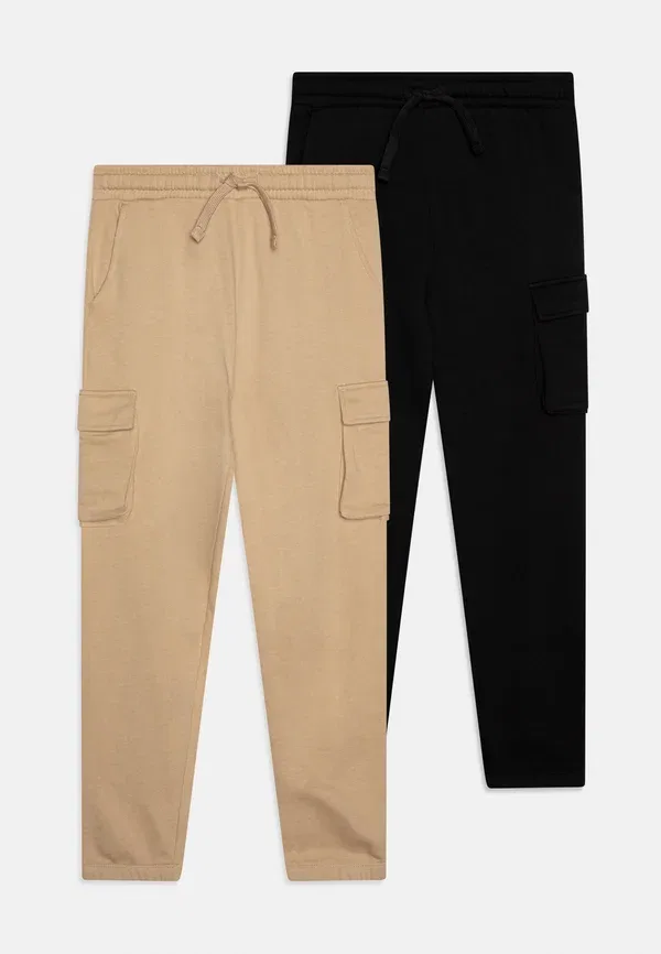 Комплект из 2 брюк спортивных, хлопок, tracksuit bottoms, Marks & Spencer, navy mix Friboo, черный/бежевый — фото 3