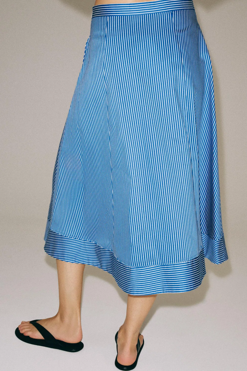 Полосатая юбка А-силуэта из коллекции ZW ZARA, Blue/White — фото 3
