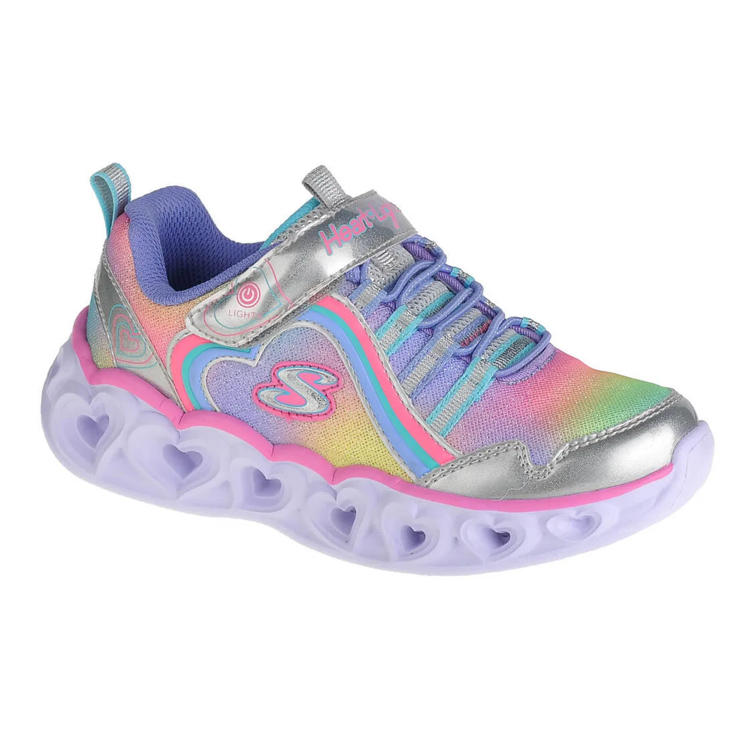Детские кроссовки для девочек с подсветкой Heart Lights-Rainbow Lux Skechers, Grau Rosa Hellblau