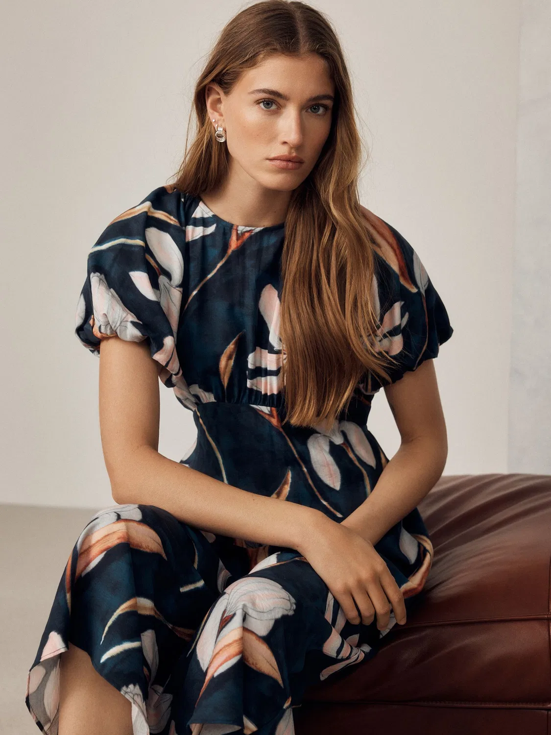 Платье миди с принтом, Navy Blue Floral Printed Next — фото 4