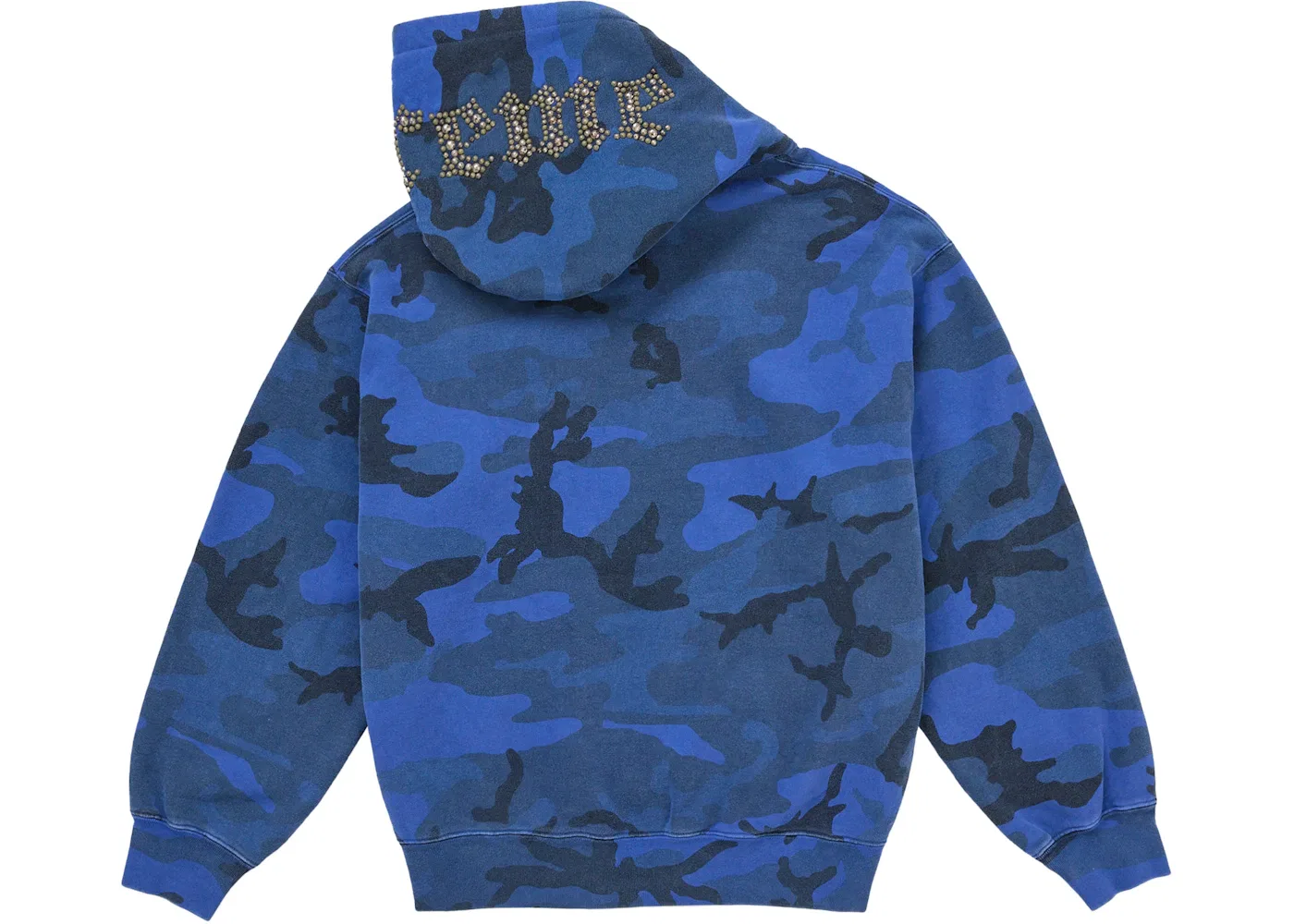 Мужская худи с капюшоном с принтом Supreme Overdyed Studded Hooded Sweatshirt, Blue Camo — фото 3