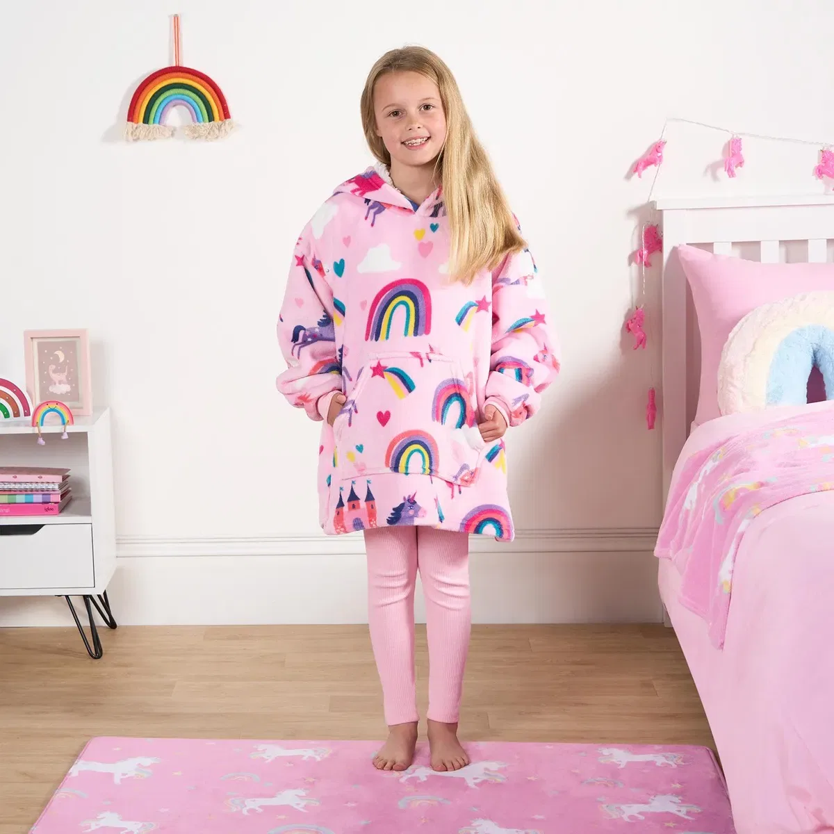 Детский худи оверсайз Rainbow с принтом, Ohs, Pink