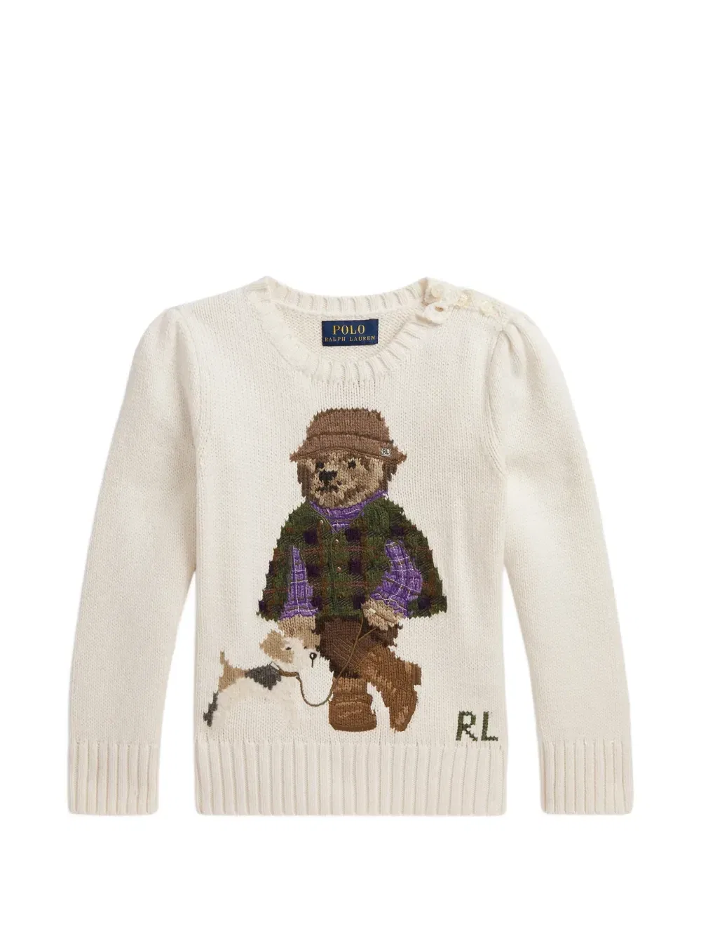 Свитер Polo Bear вязки интарсия Polo Ralph Lauren Kids, бежевый