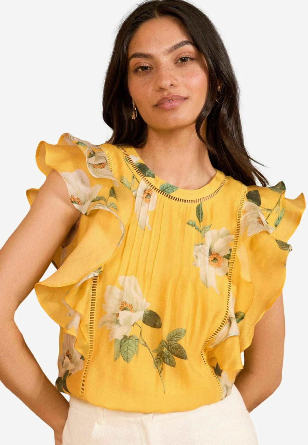 

Блуза REGULAR FIT - SHORT SLEEVE RUFFLE PINTUCK Love & Roses, желтый