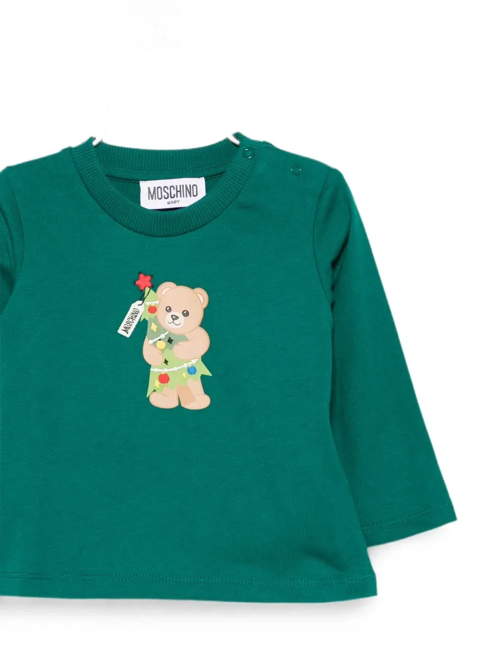 Футболка с принтом "Мишка Тедди" Moschino Kids, зеленый — фото 3