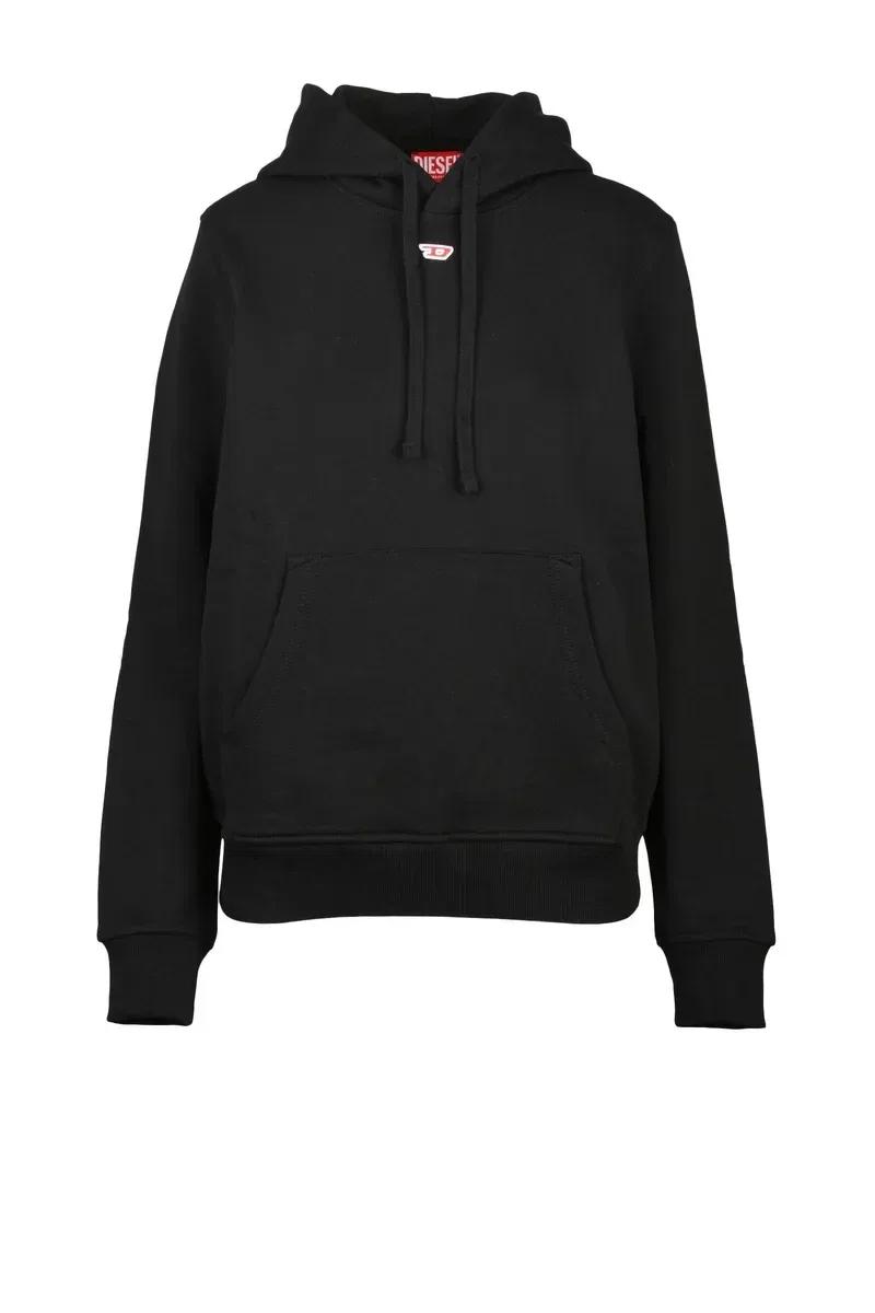 Женское хлопковое худи с капюшоном Diesel, черный
