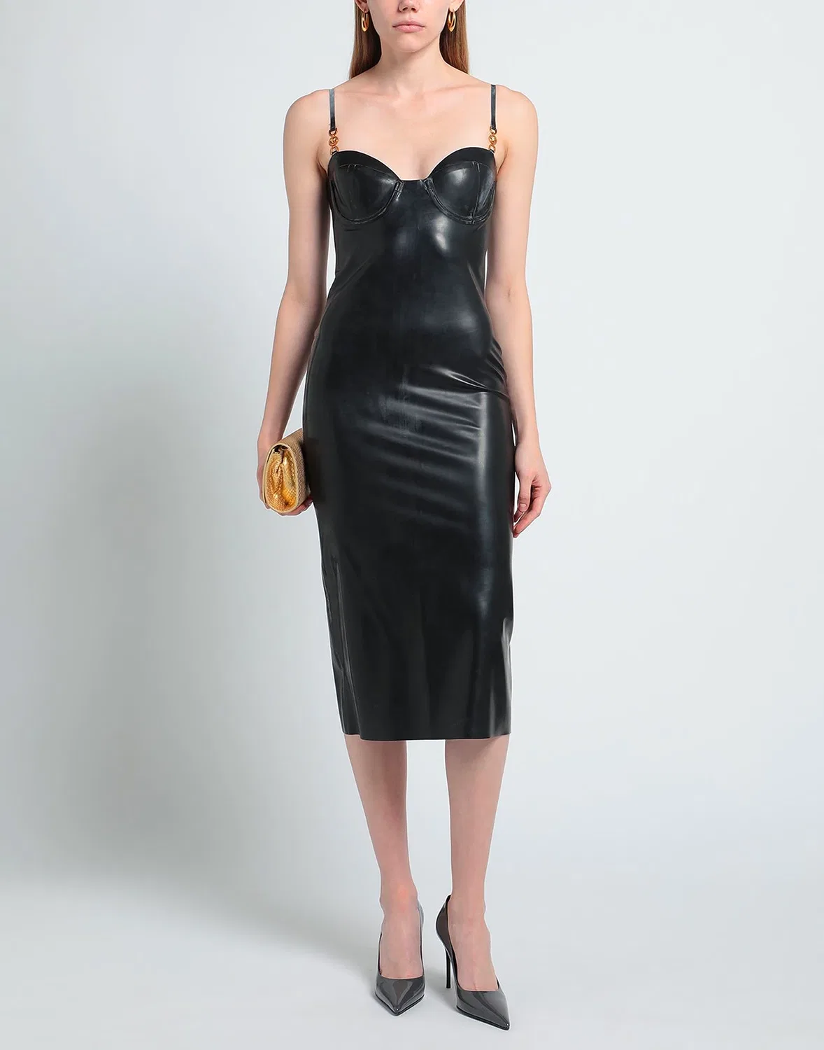 Женское платье из латекса без рукавов Versace, черный — фото 4