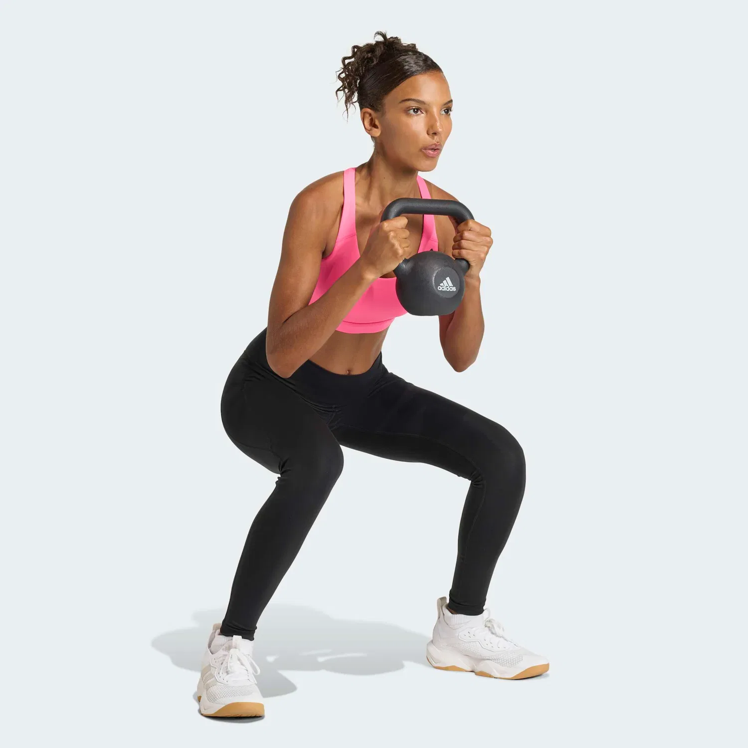 Женский спортивный бюстгальтер средней поддержки Optime Essentials Workout Adidas Performance, Lucid Pink — фото 4