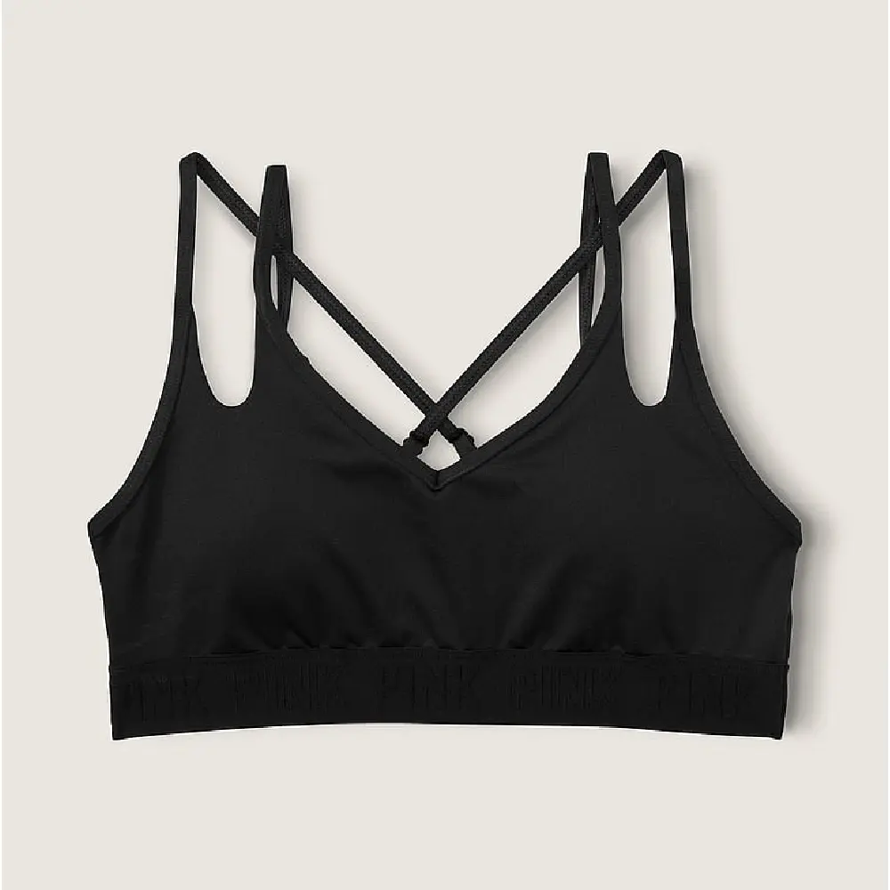 

Спортивный бюстгальтер Victoria's Secret Pink Ultimate Strappy Back Lightly Lined, черный
