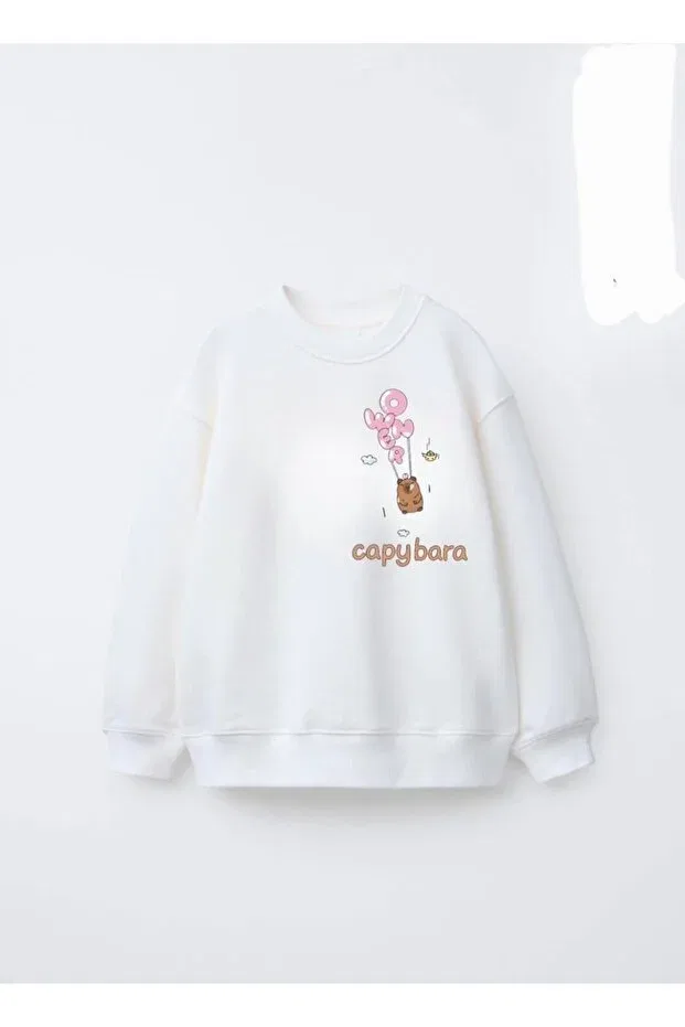 Детское для девочек свитшот с принтом Capybara sweatshirt Özeniş, White