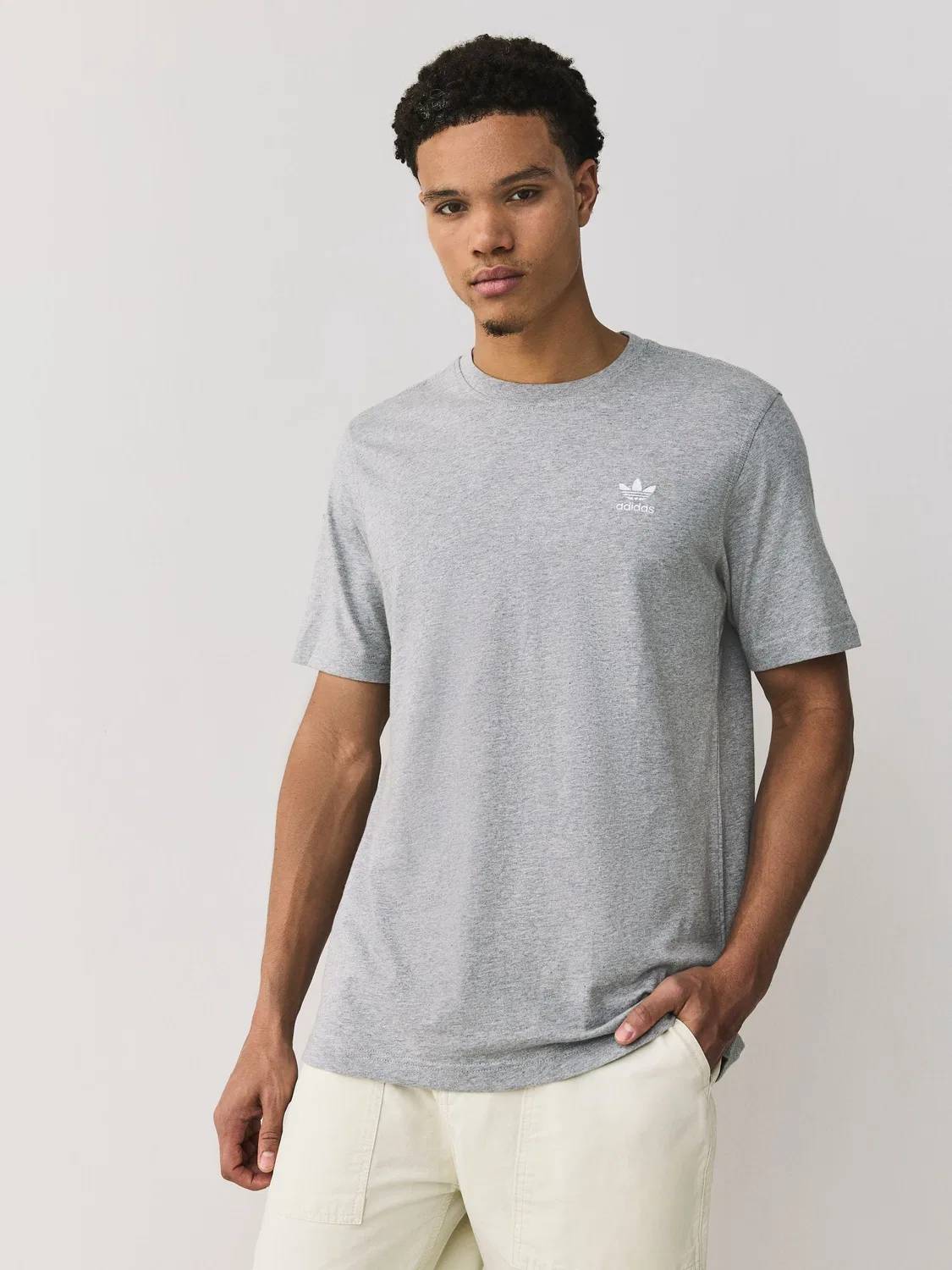 Футболка с логотипом Trefoil, adidas Originals, светло-серый