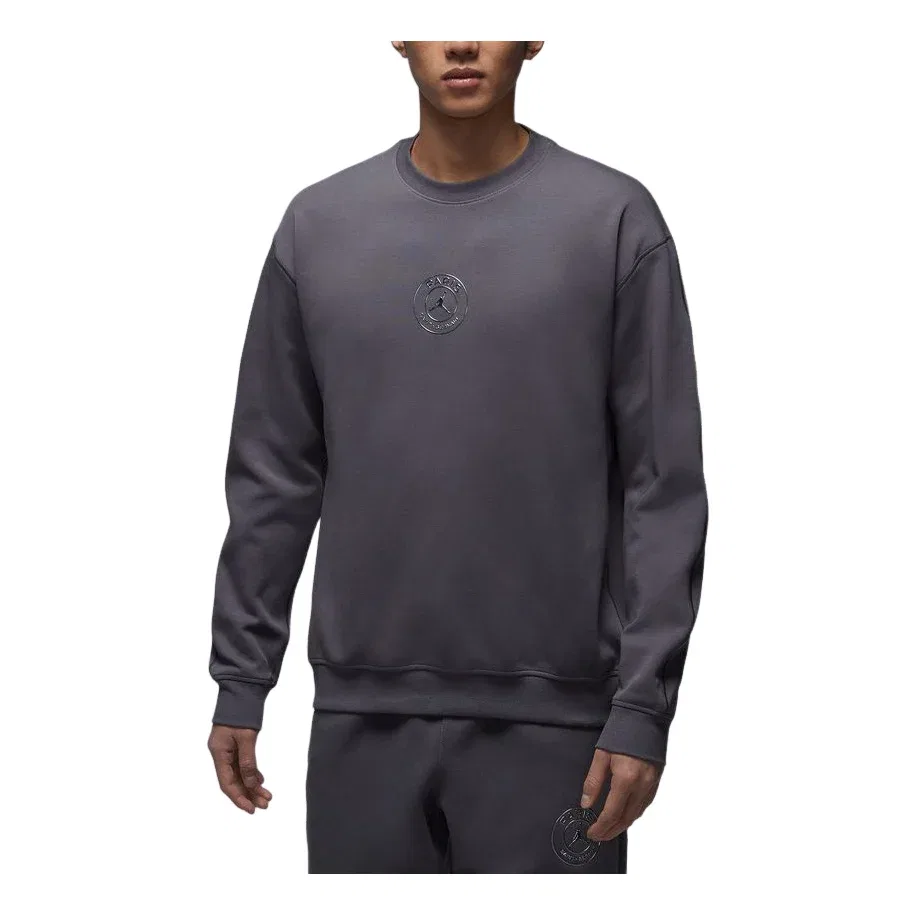 Мужской свитер Air Jordan x PSG Hoop Fleece Crewneck Sweatshirt Asia Sizing 'Dark Grey Off Black' Jordan, Dark Grey/Off Black