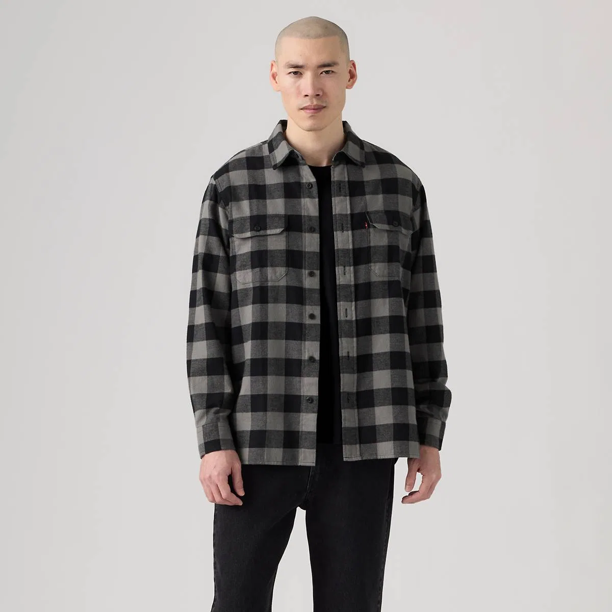 Классический непринужденный рабочий стиль в фланелевой рубашке Levi's, Bandurria Plaid Pewter - Grey — фото 3