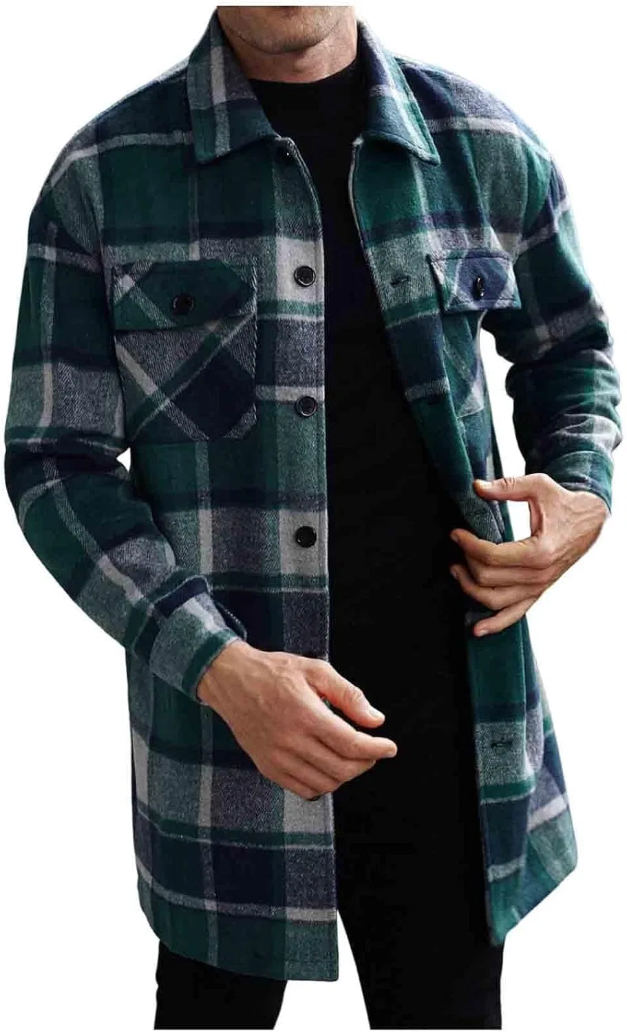 Мужская рубашка из фланели с принтом, Long Sleeve Shirts, армейский зелёный
