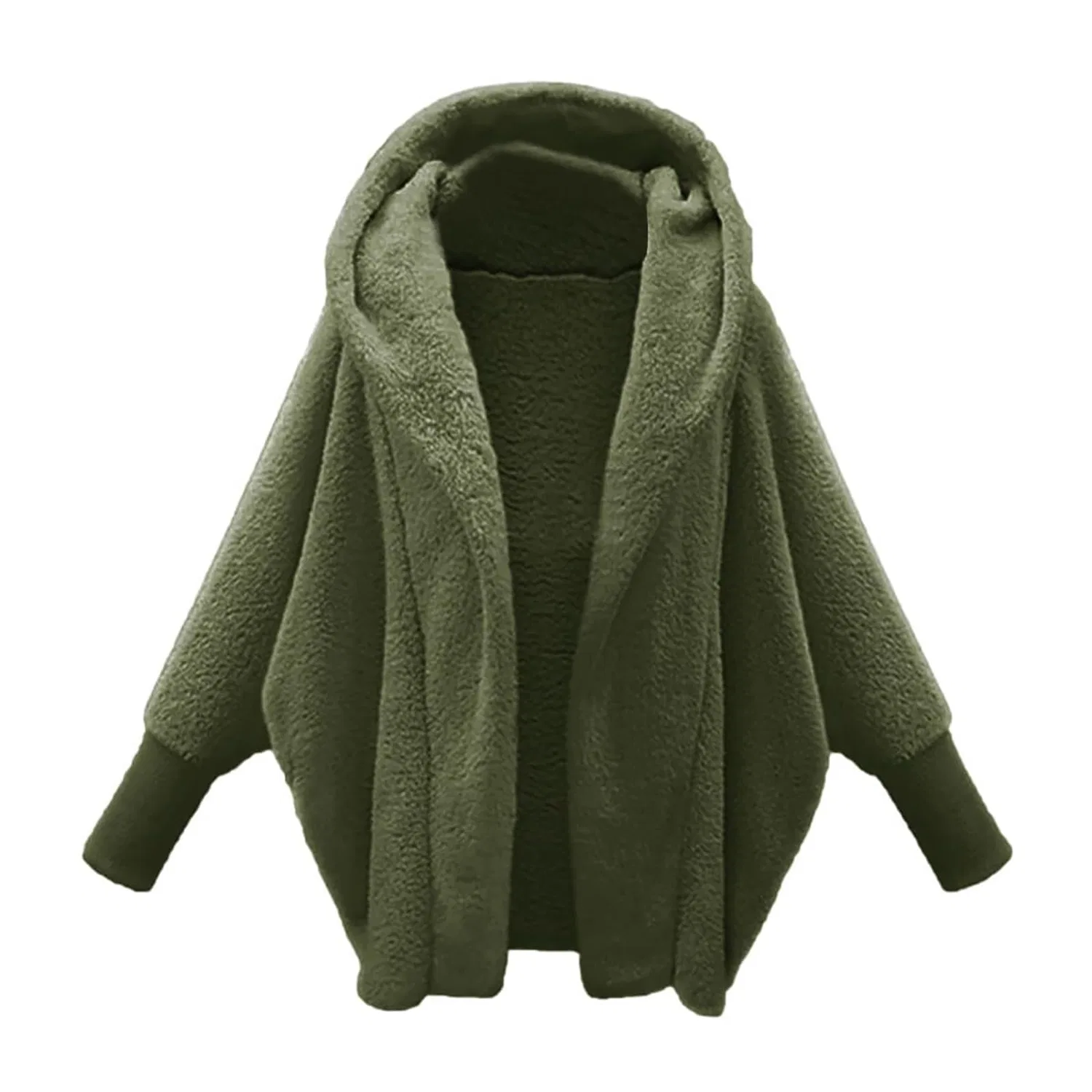 Женское пальто из флиса с капюшоном Sherpa, Verde militare