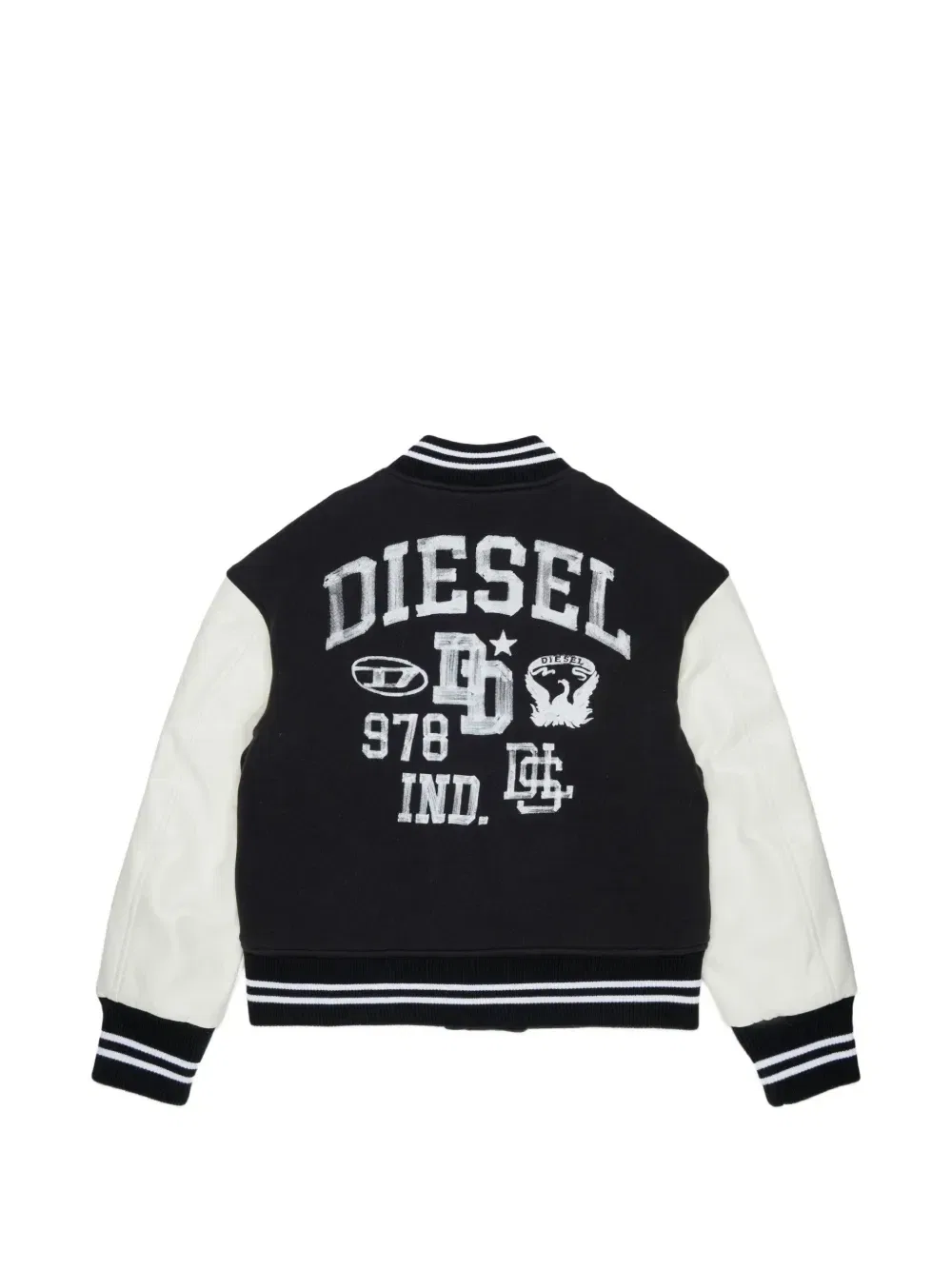 Бомбер с контрастными рукавами и логотипом Diesel Kids, черный — фото 2