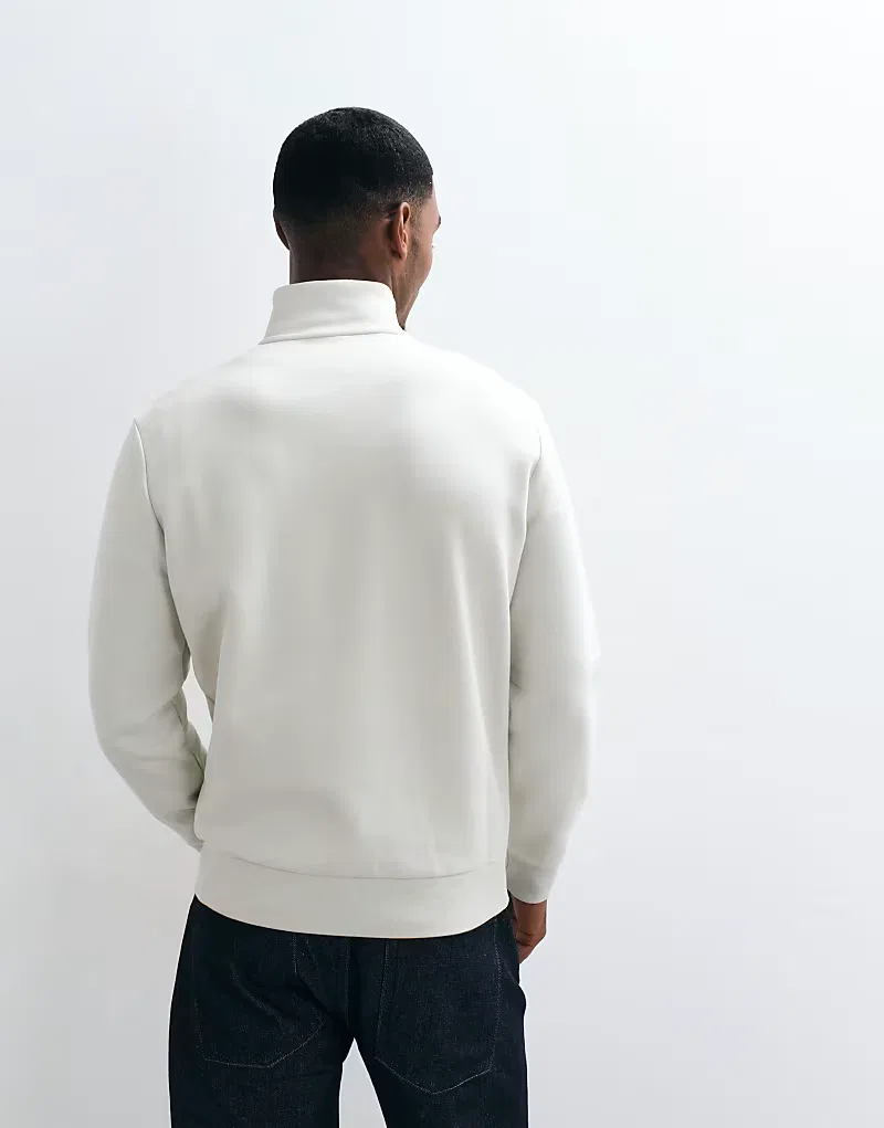 Толстовка Polo Ralph Lauren с логотипом Icon, двойной трикотажной тканью и застежкой-молнией на четверть длины, светло-серый — фото 3