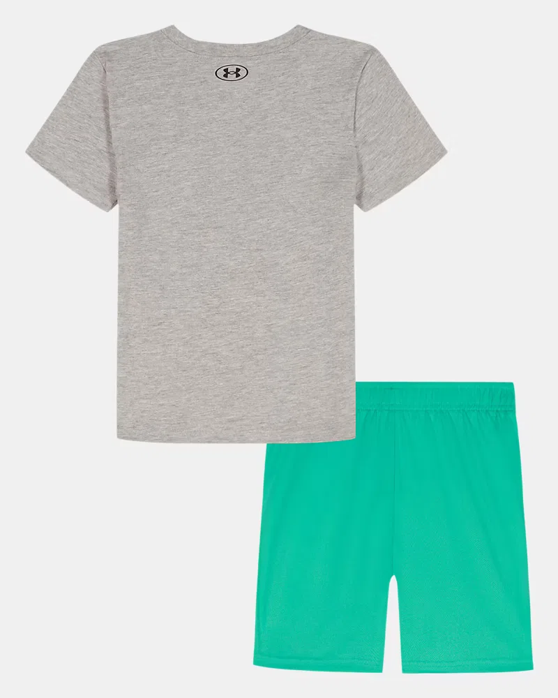 Комплект для мальчика влагоотводящий из футболки и шорт UA CVC Baseball UnderArmour, Mod Gray/White — фото 3