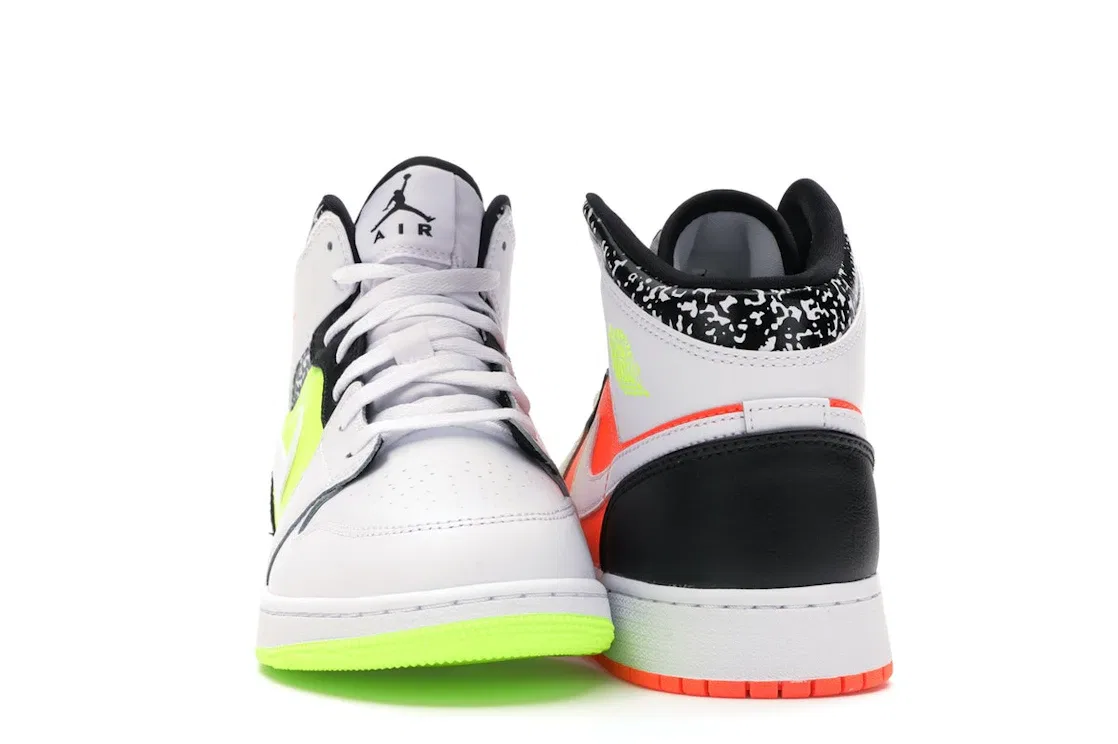 Детские кроссовки Lifestyle с принтом Jordan 1 Mid Composition Notebook Jordan, Orange/Volt-Black-White — фото 2