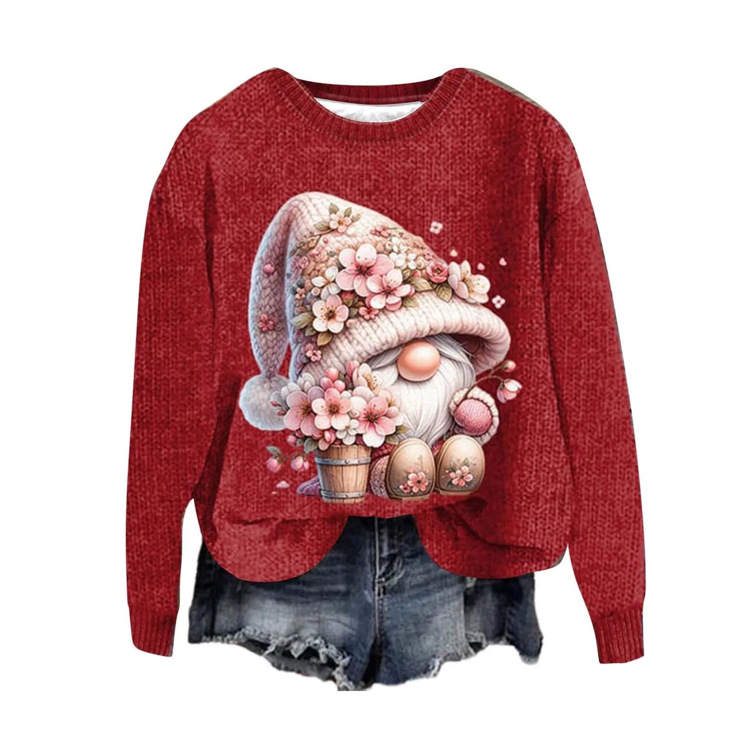Женский свитшот с принтом Ugly Santa Claus Sweater, Z02 Red