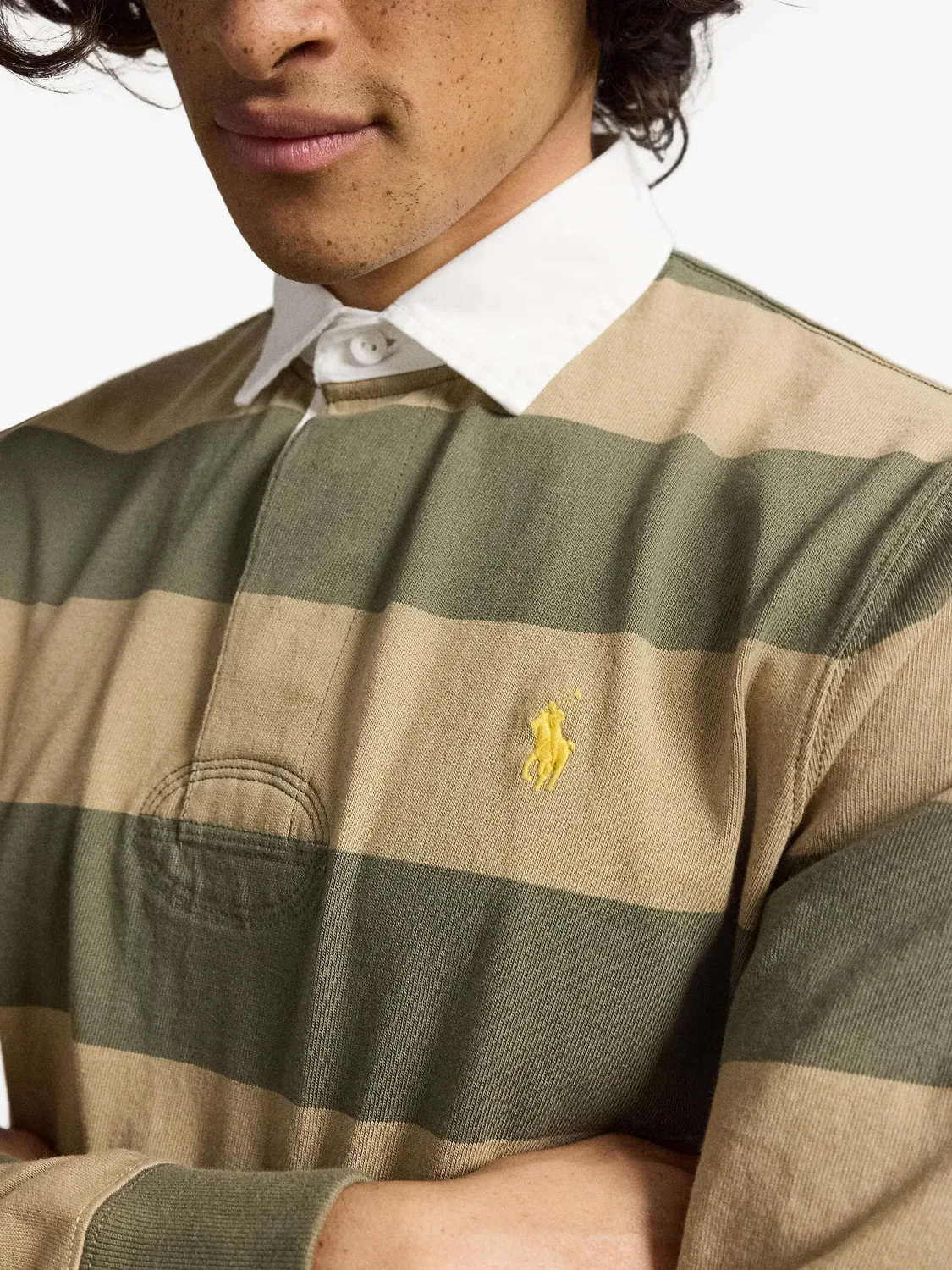 Хлопковая рубашка-поло в зеленую полоску Polo Ralph Lauren, зеленый — фото 2