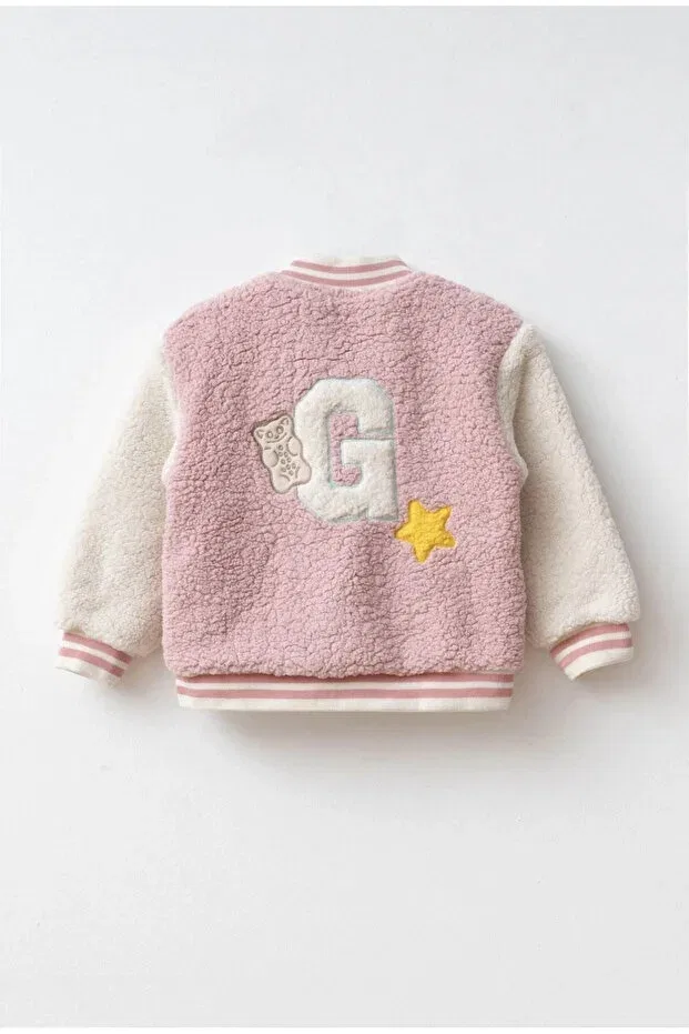 Детская зимняя куртка для девочек с вышивкой Bomber College Jacket Haribo, Powder