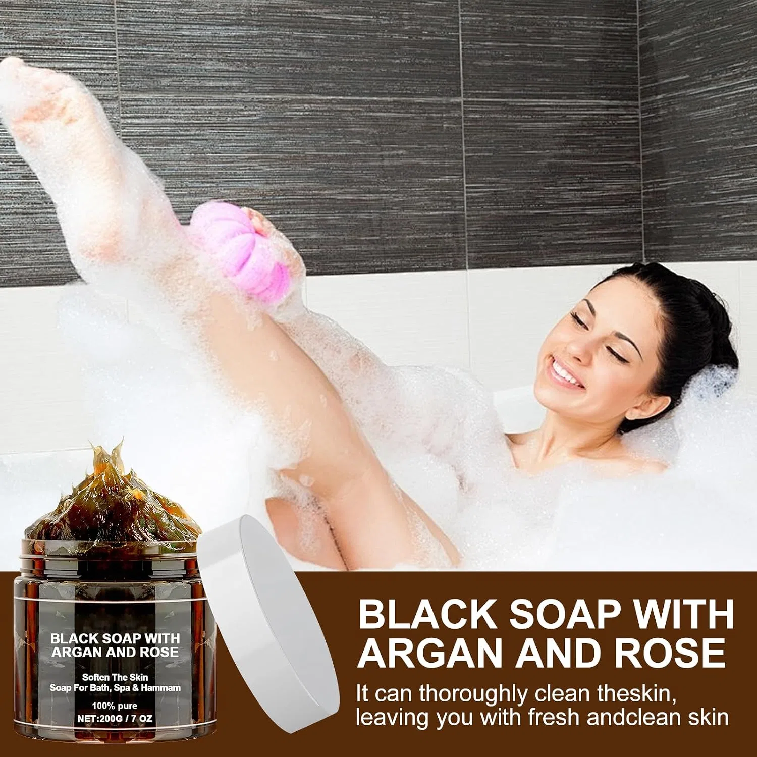 Мыло Morocco Black Soap с арганом и розой, Kaezuy, 3 шт, 100 г, Rose — фото 4