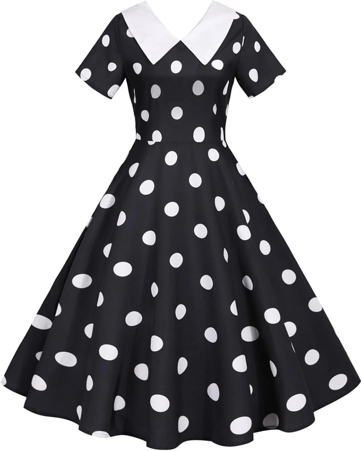 Женское платье с горошком A-line Vintage, Black
